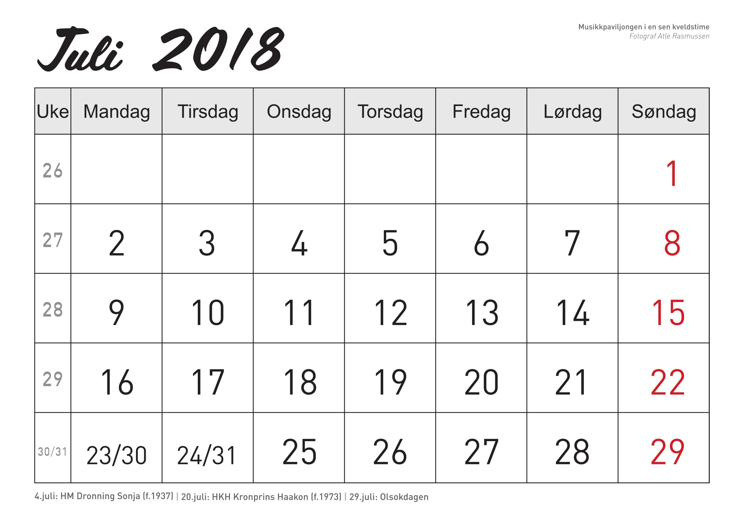 bilde av kalender